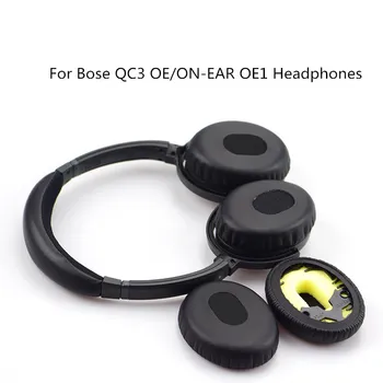 Bose QC3 QC 3 On Ear/OE 헤드폰용 교체형 이어 패드, 헤드밴드 이어 패드 폼 쿠션 세트, 블랙 색상