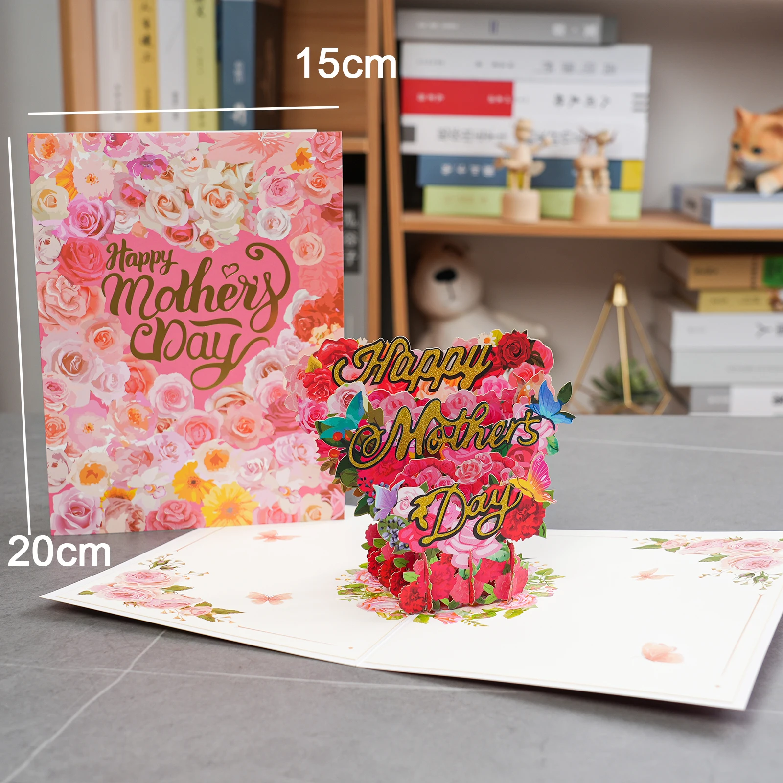 Tarjetas De Agradecimiento Reciclables 300 G/m² - 6 Diseños Flores, 125x125 Mm, Con Sobres Kraft