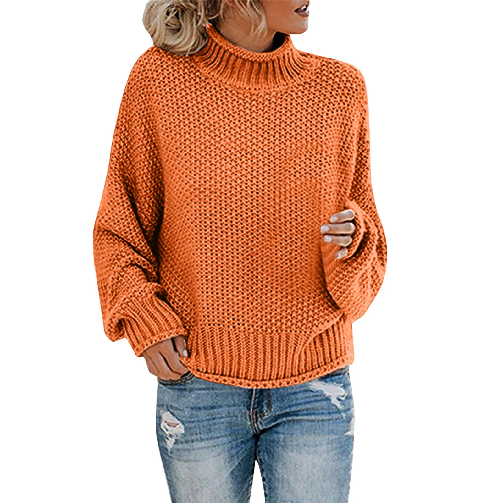 

Fashion Turtleneck Knit Pullover Sweater Women Solid Color Long Sleeve Knitted Tops Casual Loose Short Knitting Sweaters Female