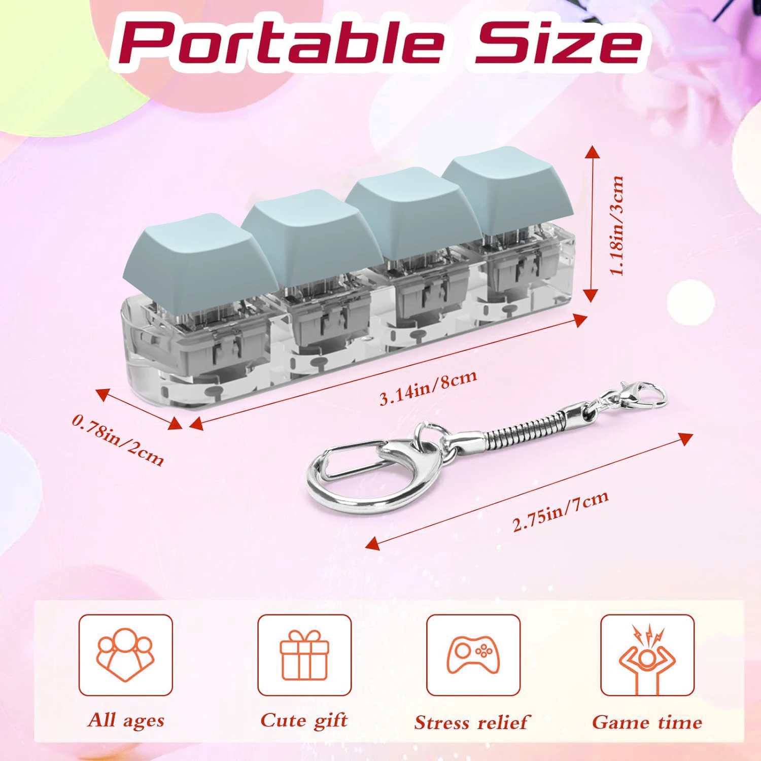 Fidget Toy Keyboard Caps Press Stress Relief Button Key Caps Keychain Finger