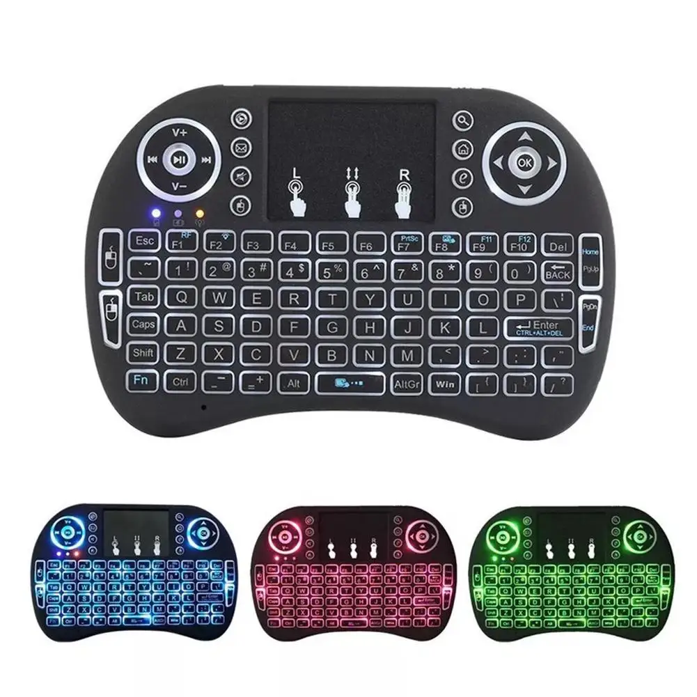 I8 Air Mouse Mini Tastiera Wireless Tastiera Rgb Luminosa Colorata Per Laptop Smart Tv (Batteria Al Litio Colorata)