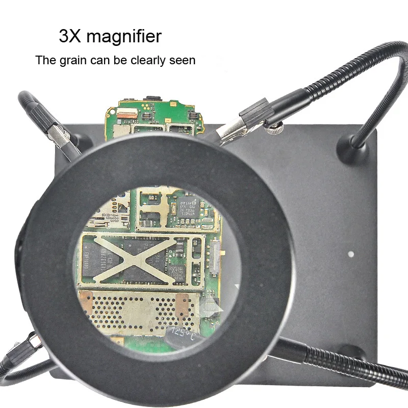 납땜용 세컨드 핸드 PCB 홀더 4개, 웰싱 스테이션, 5배율 LED 돋보기 데스크 램프, PCB SMD 조명 수리 도구