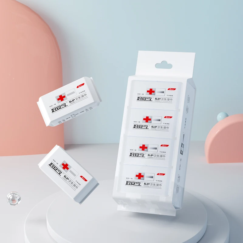64pcs Feminine Private Care Wet Wipes (8pcs/pack,8packs)