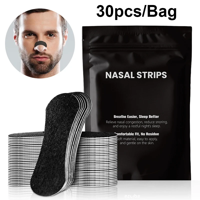 Nasal Strips Nose Strips Stop Snoring Patch Snoring Nose Strips Nasal Patch Sleeping Patch Anti Snoring Patch 30/60PCS Breath Nasal Strips Relieve Nasal Congestion Anti-Snoring Nose Patches Good Sleeping Product Easier Sleep Aid Decive