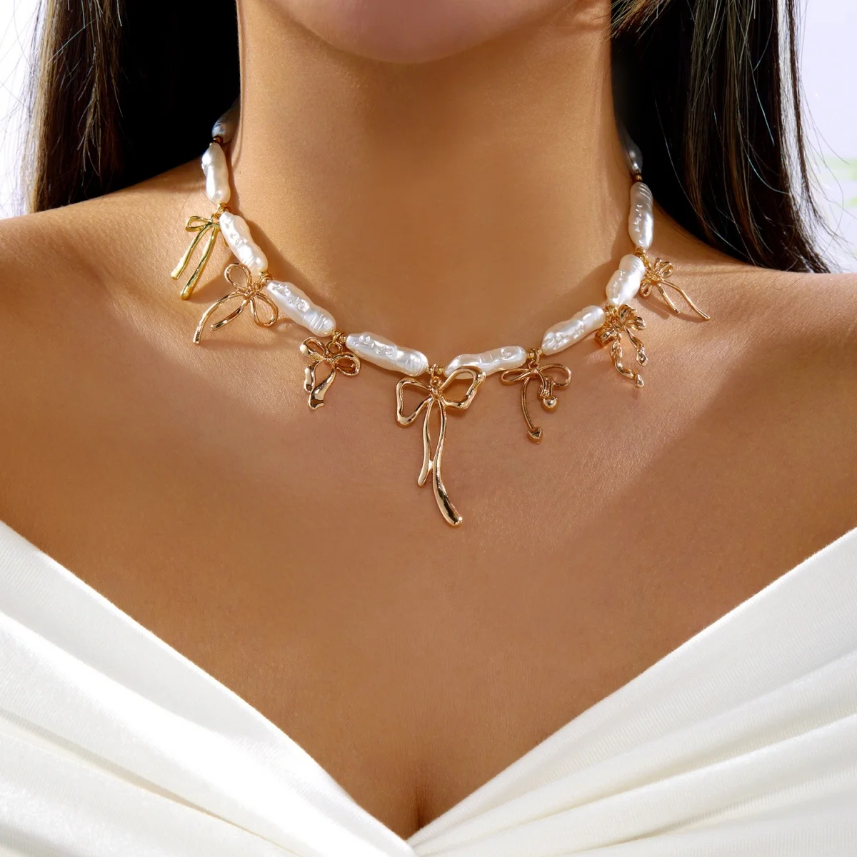 Trendy Sommer Rote Erdbeere Anhänger Halskette Für Frauen Männer Barock Imitation Perle Metall Seestern Conch Bogen Sonne Halsband Schmuck – Detail 30