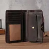 Vintage Leather Men's Wallet Long Billfold Wallet with Hasp 100% Genuine Leather Wallet for Men Drop Shipping 3