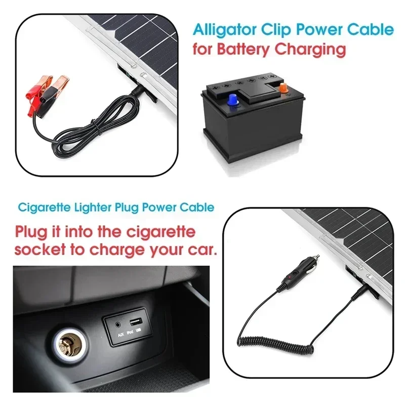 Pannello solare in silicio monocristallino da 1000 W/m2 18 V Caricatore solare flessibile doppio USB DC con controller per carica batteria per auto RV - immagine 4