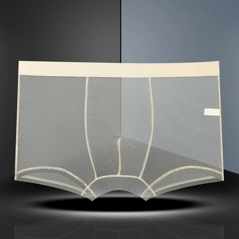 Description Picture 4 of itemSexy Full Transparent Men's Ice Silk Underwear Ultra-thin Breathable Boxer Trunk Large Size Seamless Shorts