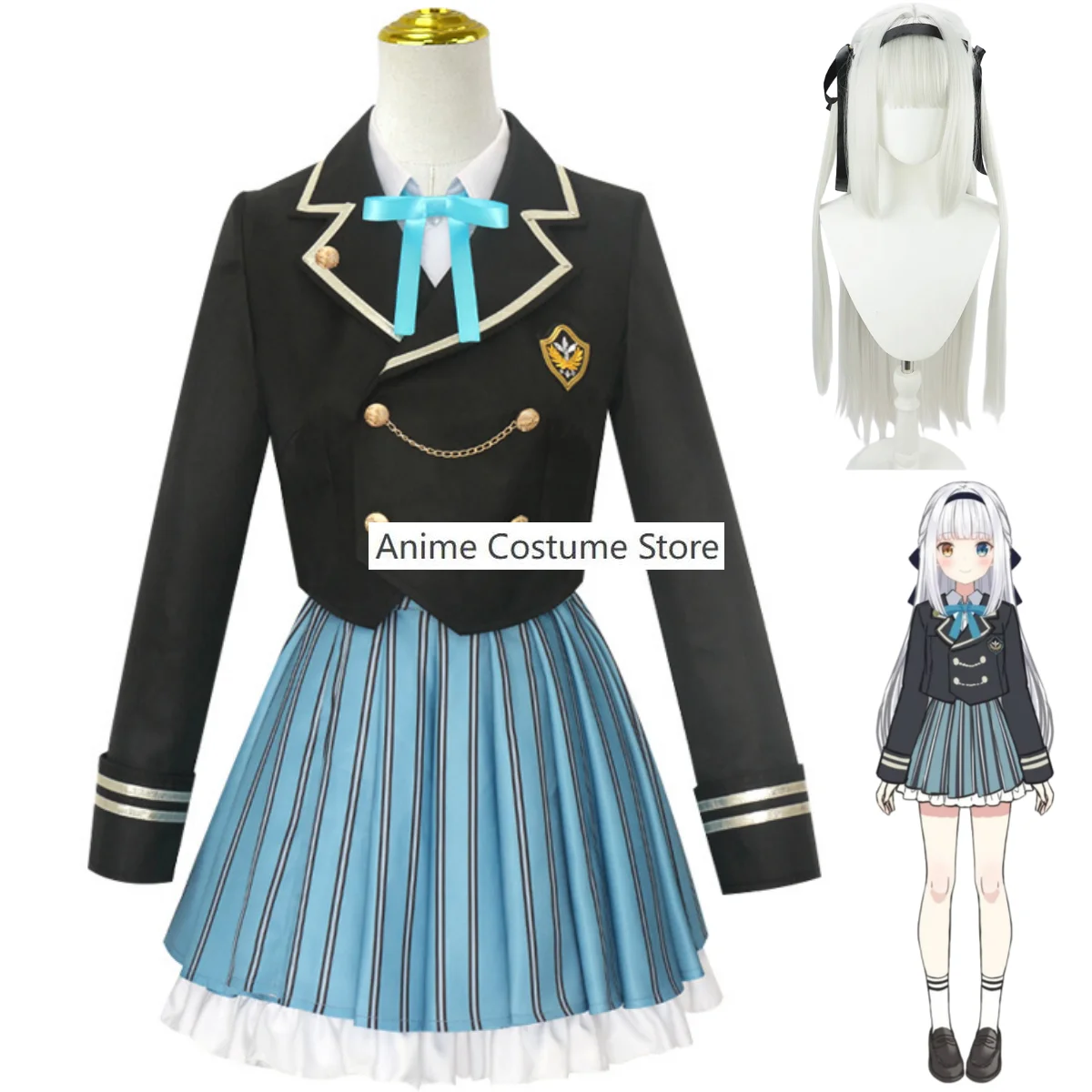 

Youtuber виртуальный YouTuber Kagura Mea Косплей Костюм проект парик японский костюм JK юбка Женский кавайный карнавальный костюм