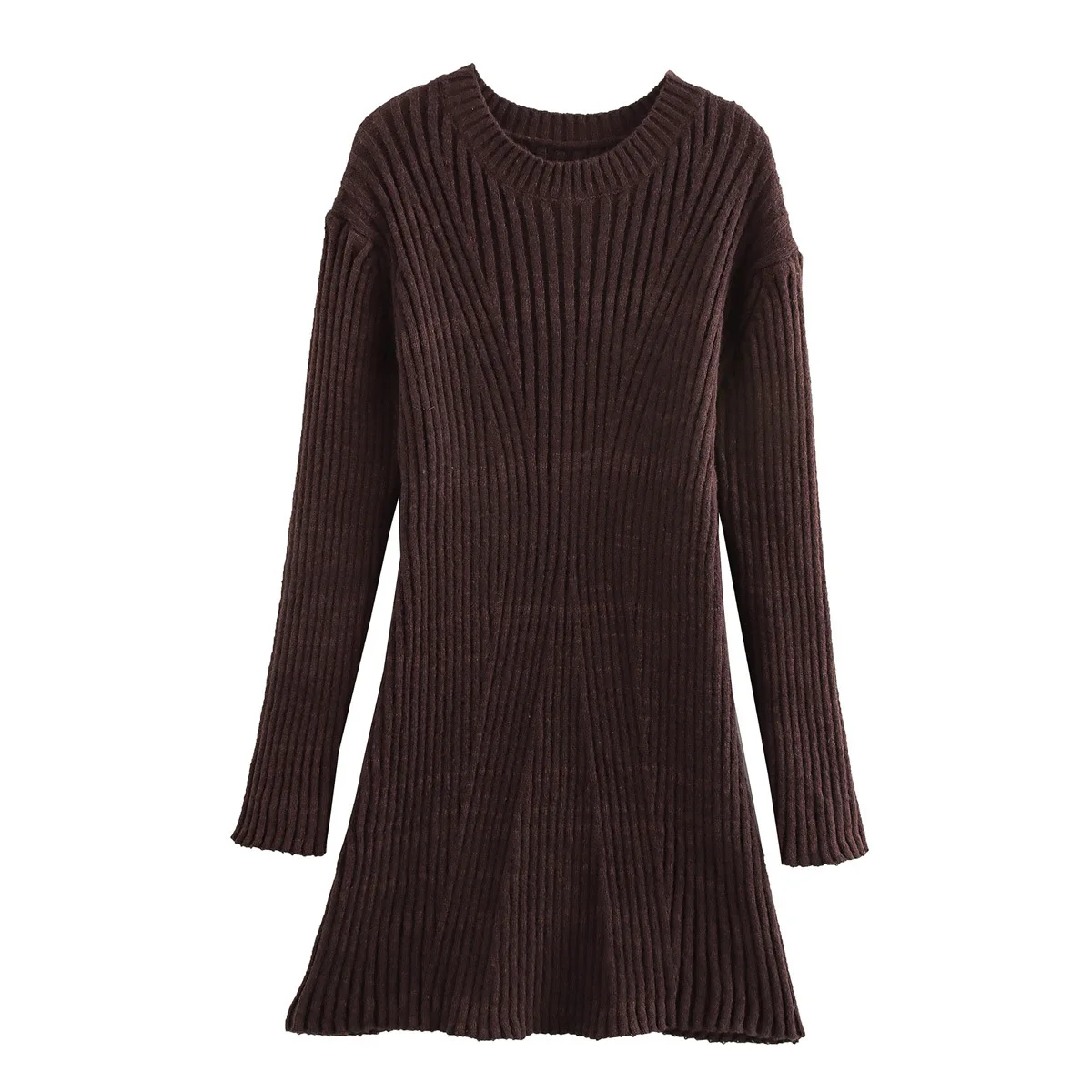 Vestido de moda de punto acanalado para mujer, cintura alta, suelto, vintage, con retazos, elegante, para fiesta, vestido de punto para mujer, minivestido