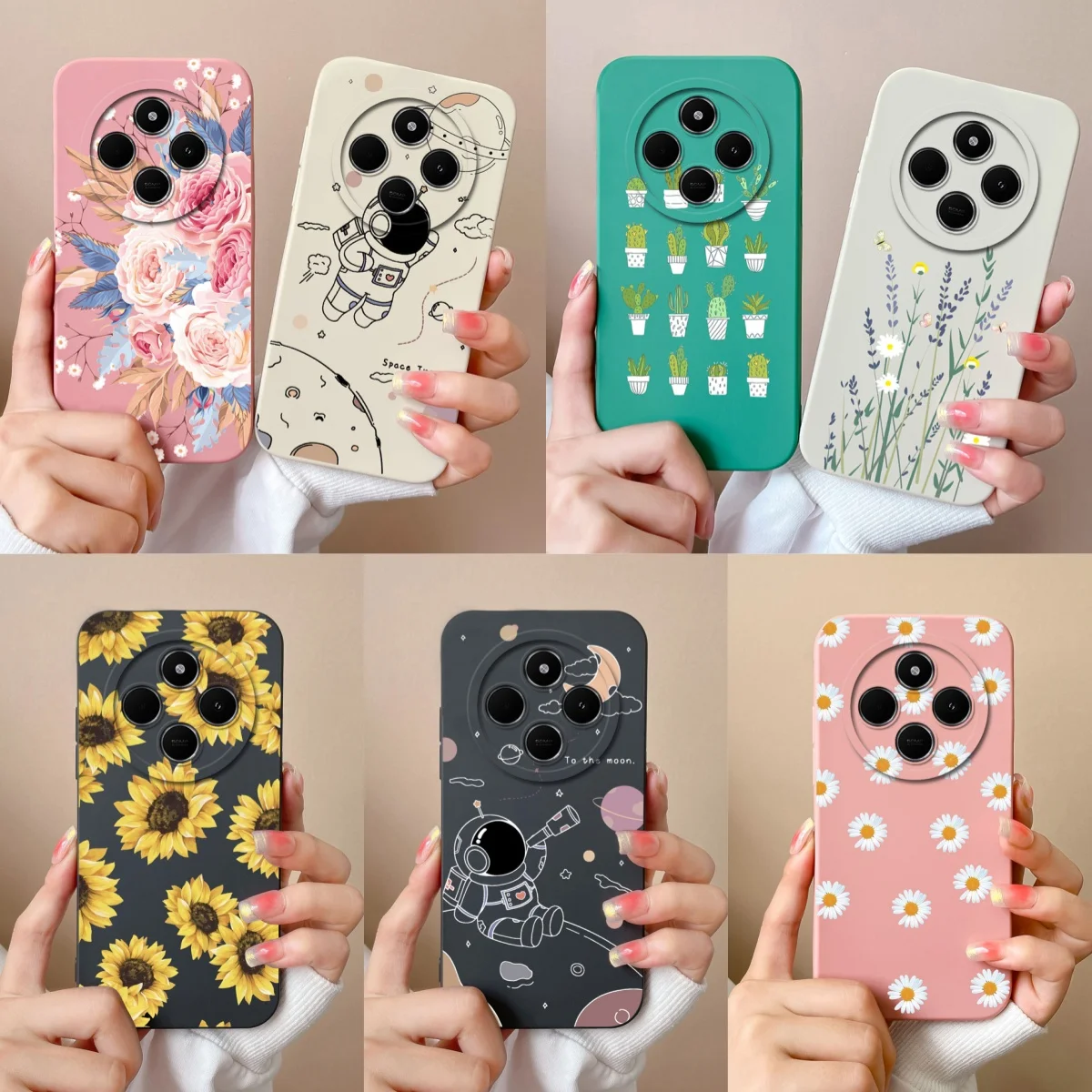 Leisure Flowers Soft Silicone Phone Case with Enhanced Lens Protection