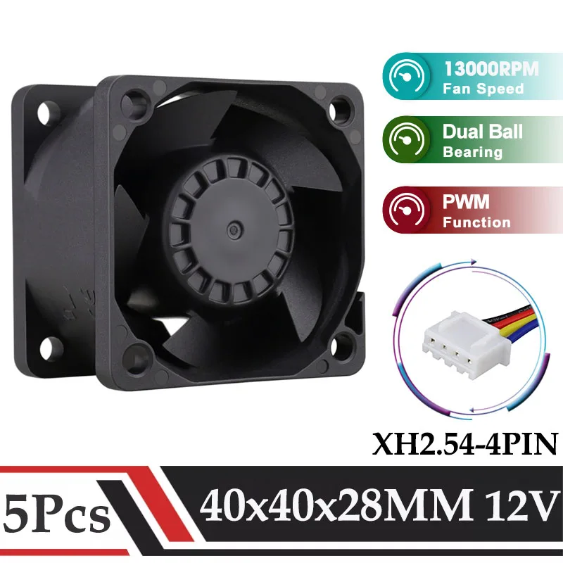 Refrigerador Poderoso 4pin de Alta Velocidade do fã 4028 do Impulsionador do Rolamento de Esferas Duplo da C.c. 12v 40×28 mm de Peças Gdstime 4pin com Função de Pwm para Refrigerar de Avc