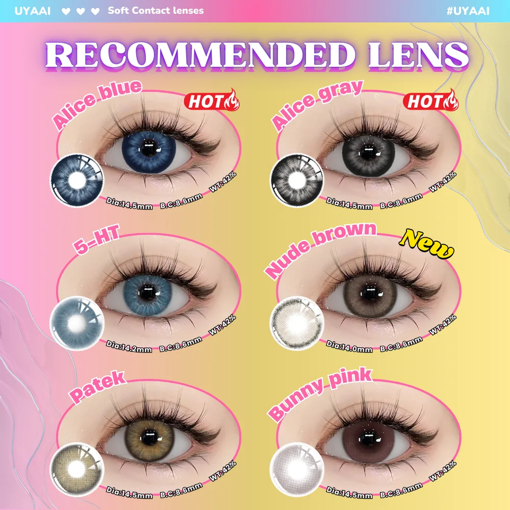 UYAAI Blue Contacts Yearly Soft Contacts Lenses Clearance Style Natural Brown Free Case Soft Lens Contact Lenses