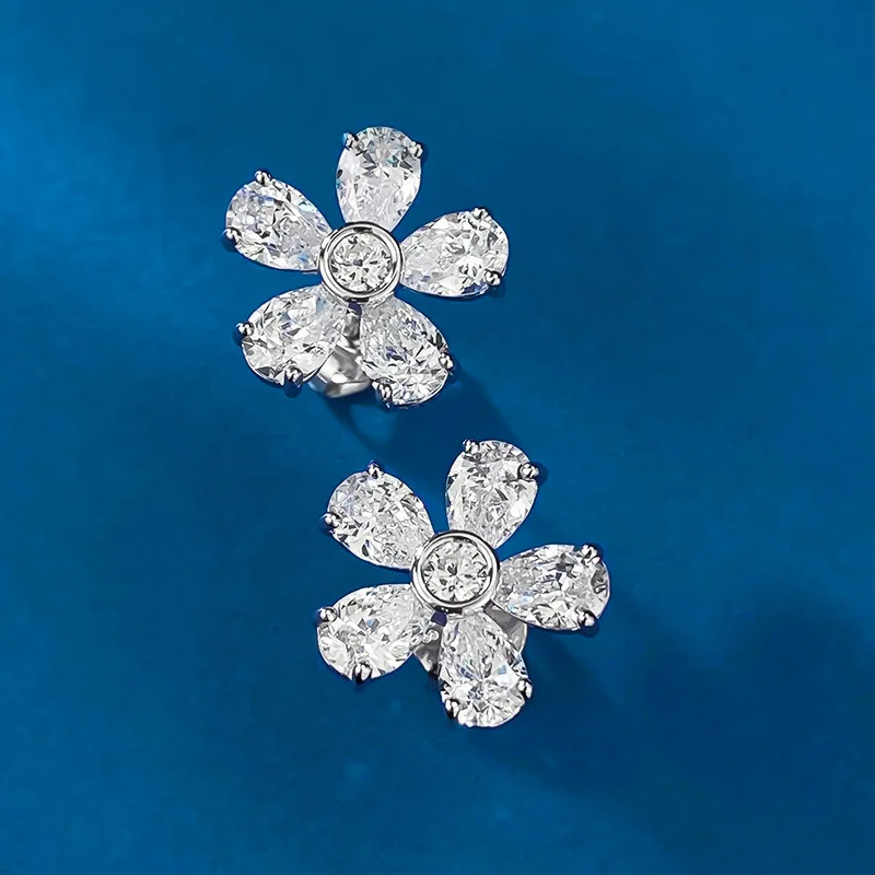 

2024 New Product 4 * 6mm Petal High Carbon Diamond Earrings, Women's Pure Silver, High-end Feel, Cross-borderwholesale in Europe