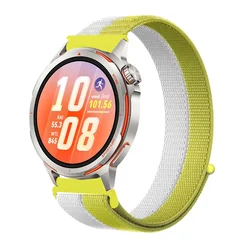 Versatile Nylon Loop Strap - 20mm/22mm, Sport Bracelet Wristband - 22mm width (Silver - Yellow)