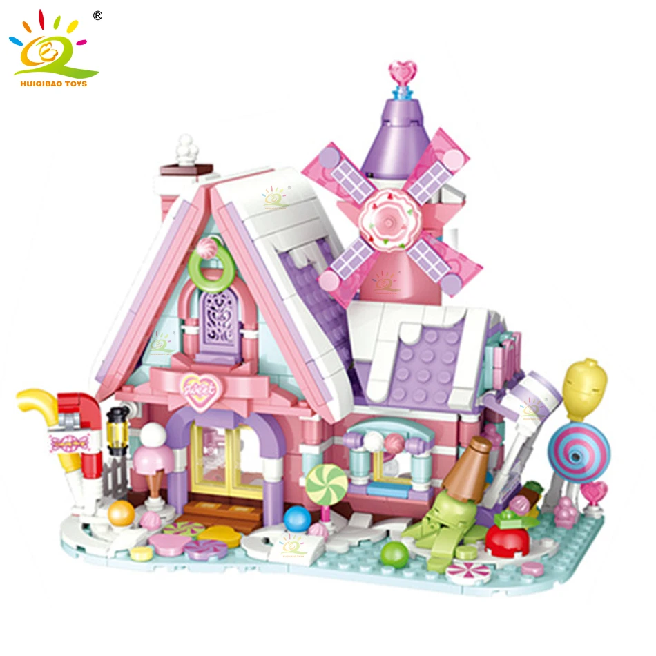 

HUIQIBAO 547PCS MOC Dream Candy House Building Blocks Friends Street View Bricks City Construction Toys For Children Girls Gifts