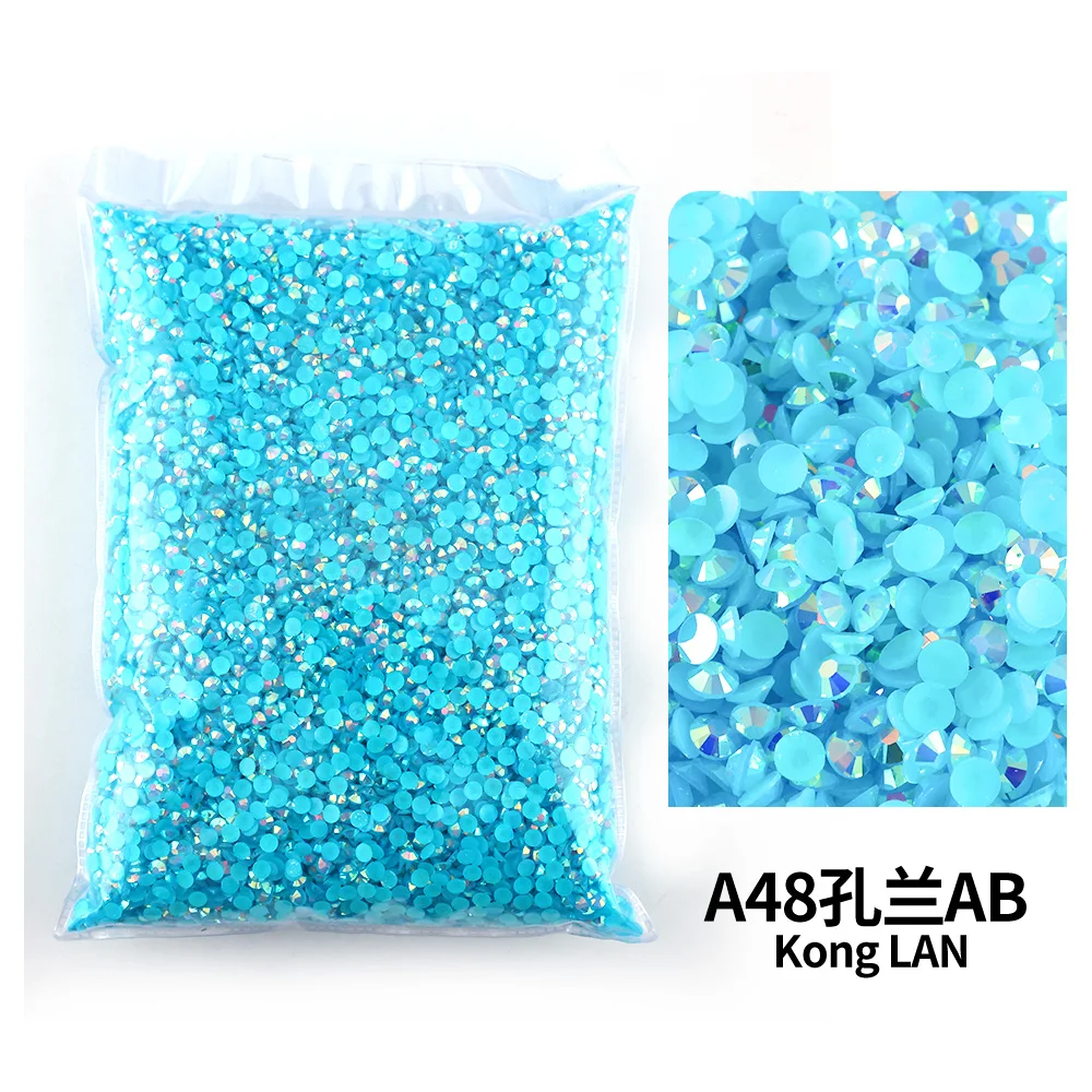 Bulk Wholesale Jelly Color AB Transparent Faceted FlatBack Resin Rhinestones for Nail Art & Garment Decoration