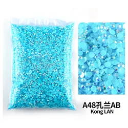 Bulk Wholesale Jelly Color AB Transparent Faceted FlatBack Resin Rhinestones for Nail Art & Garment Decoration (Kong Lan)