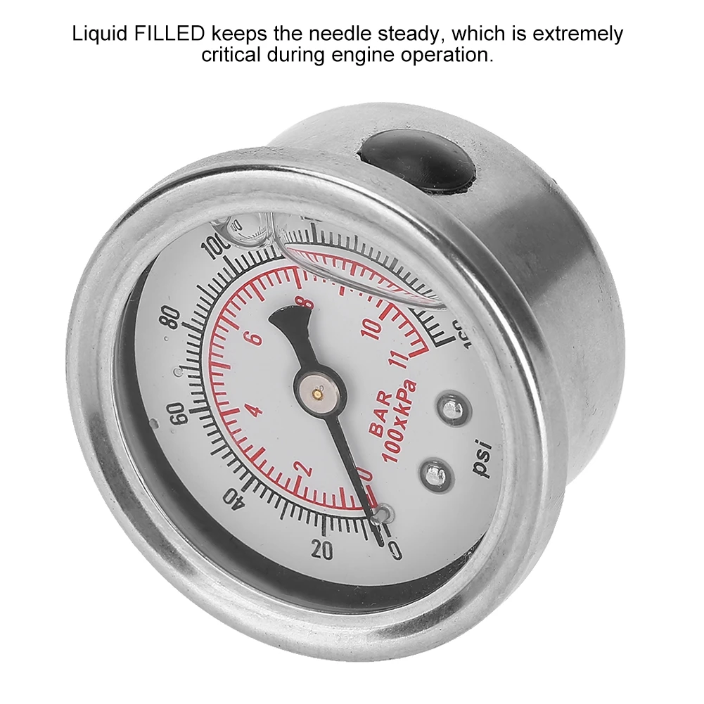 0-160 PSI/bar Car Fuel Pressure Regulator Gauge Liquid Fill Fuel/Oil Meter,racing car gauge,automotive gauge