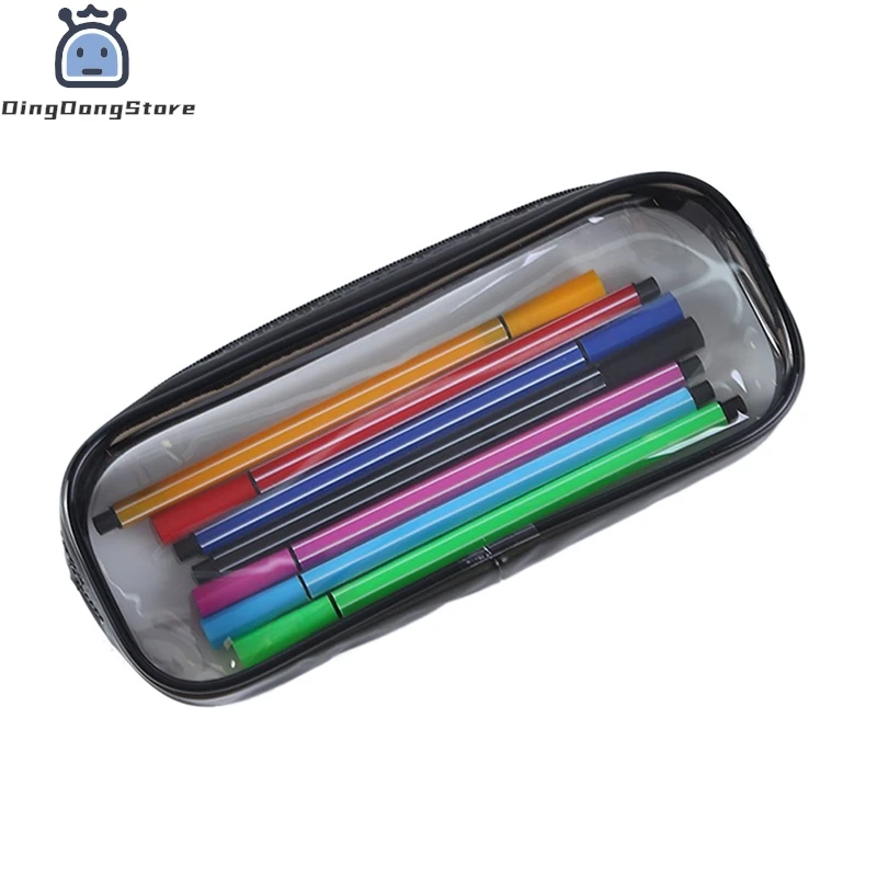 1Pc soft plastic transparent pencil case student Pvc clear pen bag office student supplies pencil cases