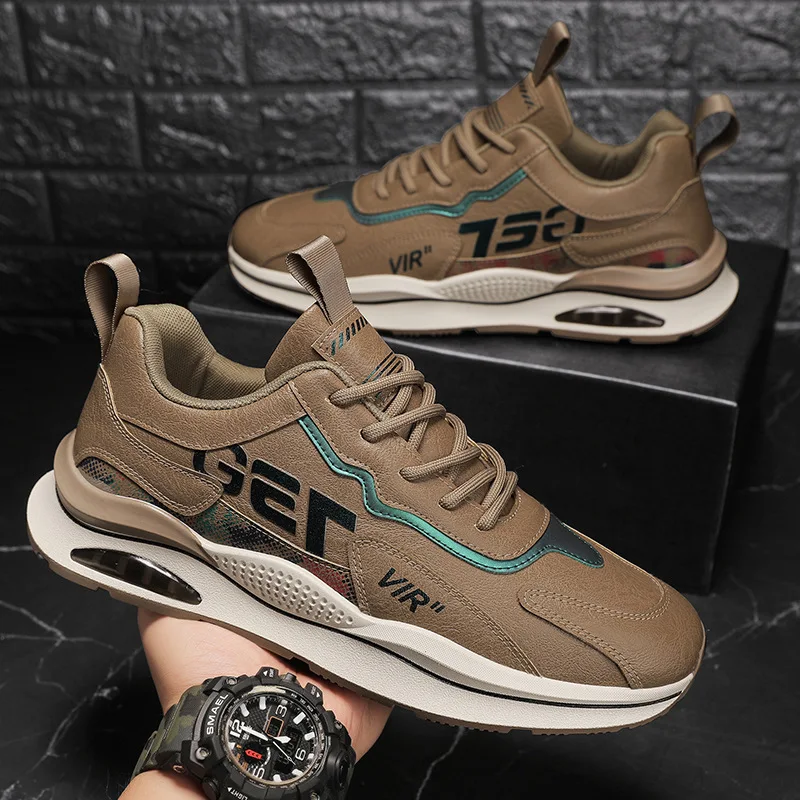 

Men's shoes New breathable men's sports running shoes Men's casual leather shoes Waterproof leather upper Dad fashion shoes