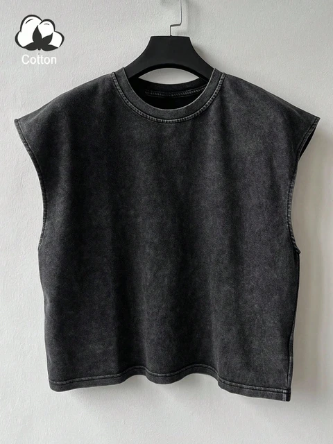 Gilet rétro délavé pour hommes, toutes saisons, couleur unie, décontracté, confortable, pur coton, haute qualité, Streetwear 1