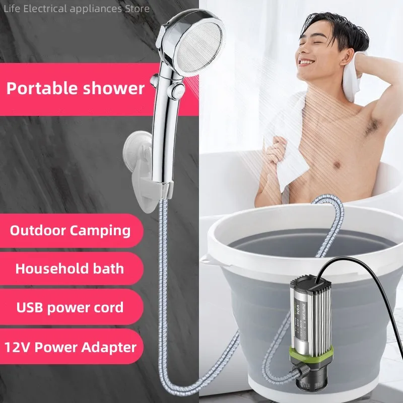 Electric Shower Portable Mobile Bath Machine portable electric shower pump Self Priming Pump Small Heater Hot Water Rod USB Can Be Connected To Mobile Power