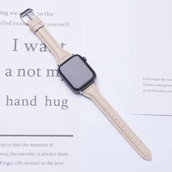 Elegant Slim Leather Strap for Women - Compatible with Apple Watch Series (Retro 12)