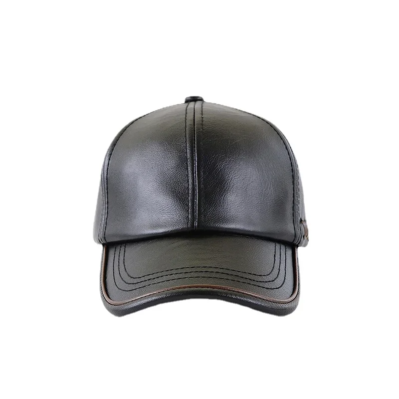 High Quality PU Leather Baseball Cap Men Autumn Winter Men's Hat for Middle Aged and Elderly People Father's Day Gift 5