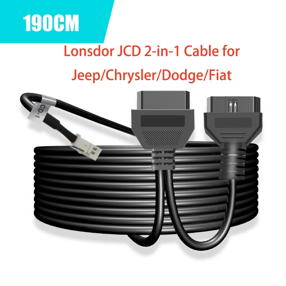 Key Programmer Key Fob Programming Tool Lonsdor JCD 2-in-1 Multifunctional Programming Cable for Jeep/Chrysler/Dodge/Fiat/Maserati Work with K518ISE