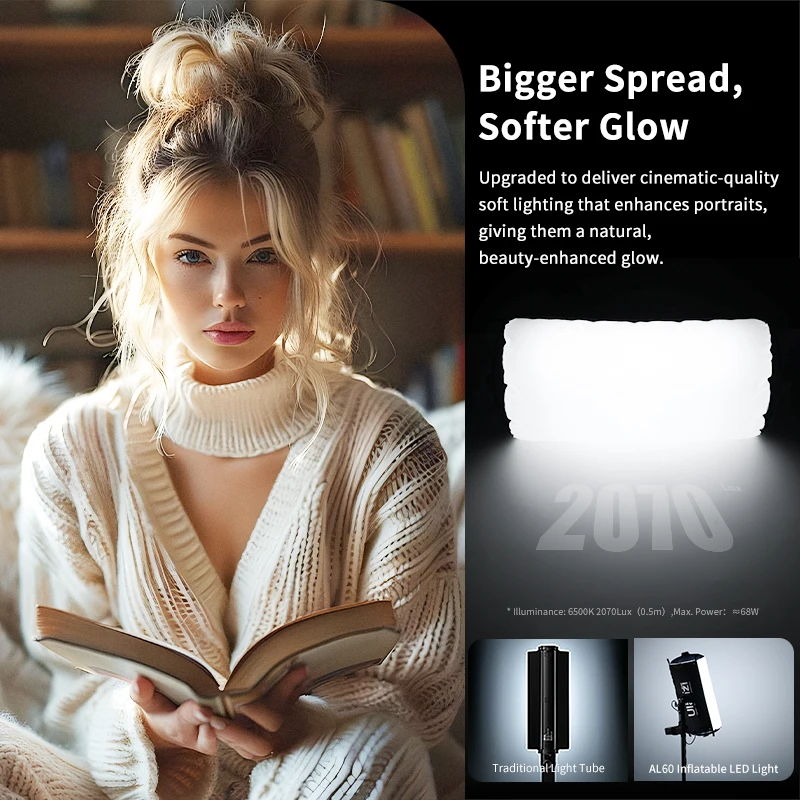 Ulanzi AL60 60W Inflatable Led Light CRI 96+ for Portrait Photography TVC with Type-C Chargering Outdoor Shotting Foldable Lamp