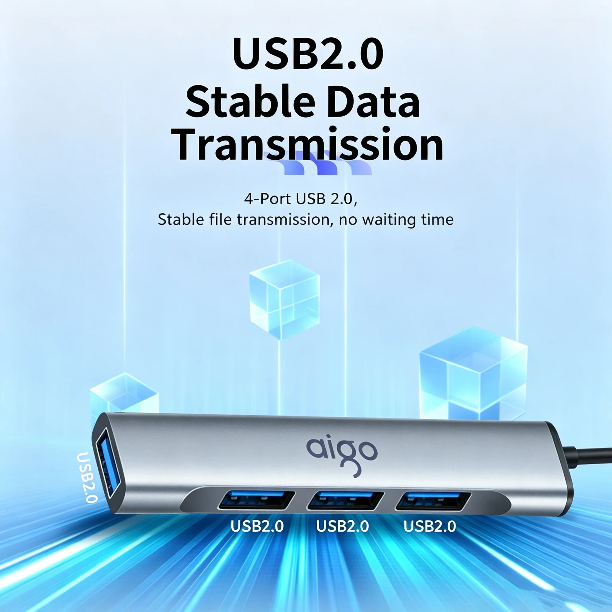 Aigo USB-A 4-in-1 Portable Aluminum Hub Docking Station