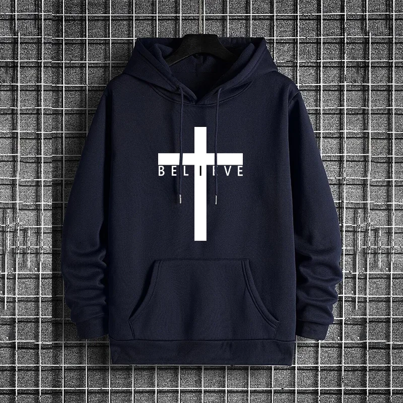 Jesus Cross Printed Men Hoodies Urban Casual Streetwear Fashion Hooded Sweatshirt Male Trendy 2025 Autumn Winter Hoody Outerwear 4