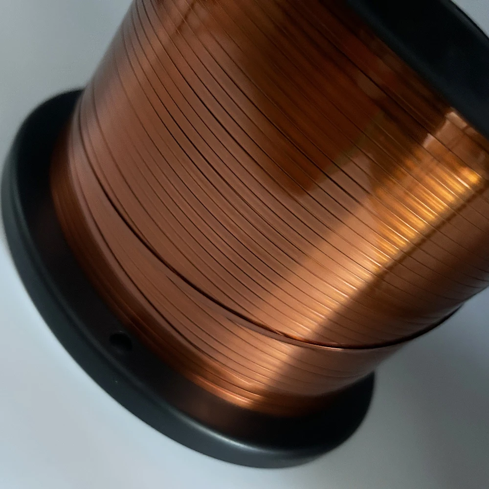 Alambre de cobre esmaltado plano de 0,2x3 mm, poliimida 220 clase, para bobinados de transformadores de motor, resistencia a altas temperaturas, cable magnético
