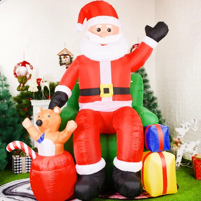 7.5FT Santa Claus Christmas Inflatable Outdoor Decorations Large Santa LED Lighted Inflatable Toys Home Garden Decor New