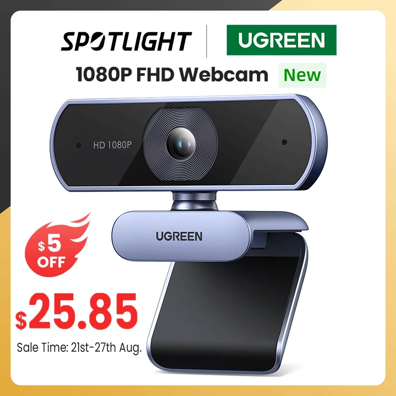 Ugreen-mini Webcam Usb para Computador Portátil Câmera Web Microfones Duplos hd 1080p Zoom Chamadas de Vídeo 2k Adequado para Youtube Computador