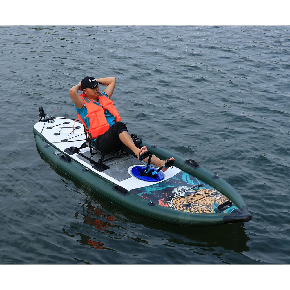 1 Person Inflatable Fishing Kayak Portable Foot Pedal Fishing Boat Inflatable Paddle Board Kayak With Movable Seat for Adults