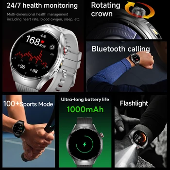 Alternative view of 2026 New Watch G6 Max 1000mAh Battery Smartwatch Men Bluetooth Call GPS Tracking LED Flashlight Heart Rate Health Smartwatch
