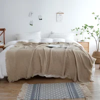100% Cotton Blanket Yarn Dyed Shawl Tassels Style Plaid Jacquard Blankets Skin-friendly Bed Linen High Quality Gift cobertor 2