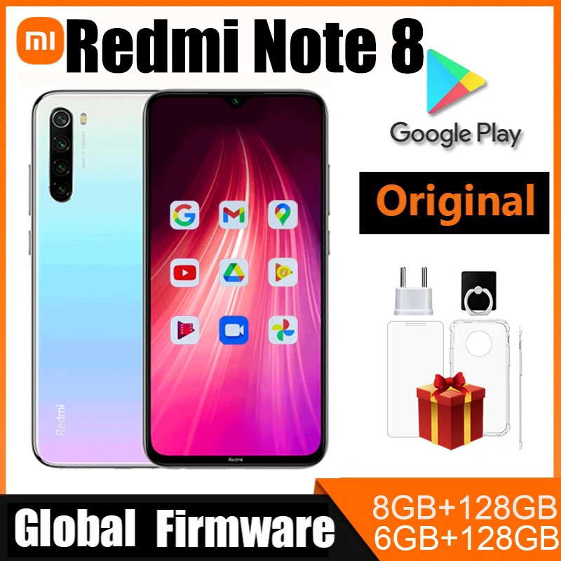 Xiaomi Redmi Note 8 Smartphone 128G Firmware Globale Originale Full Netcom Cellulare Posteriore Per Impronte Digitali
