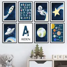 Cartoon Astronaut Space Planet Ufo Poster Nursery Wall Art Canvas Painting Nordic Modern Pictures Home Decor Children's Room