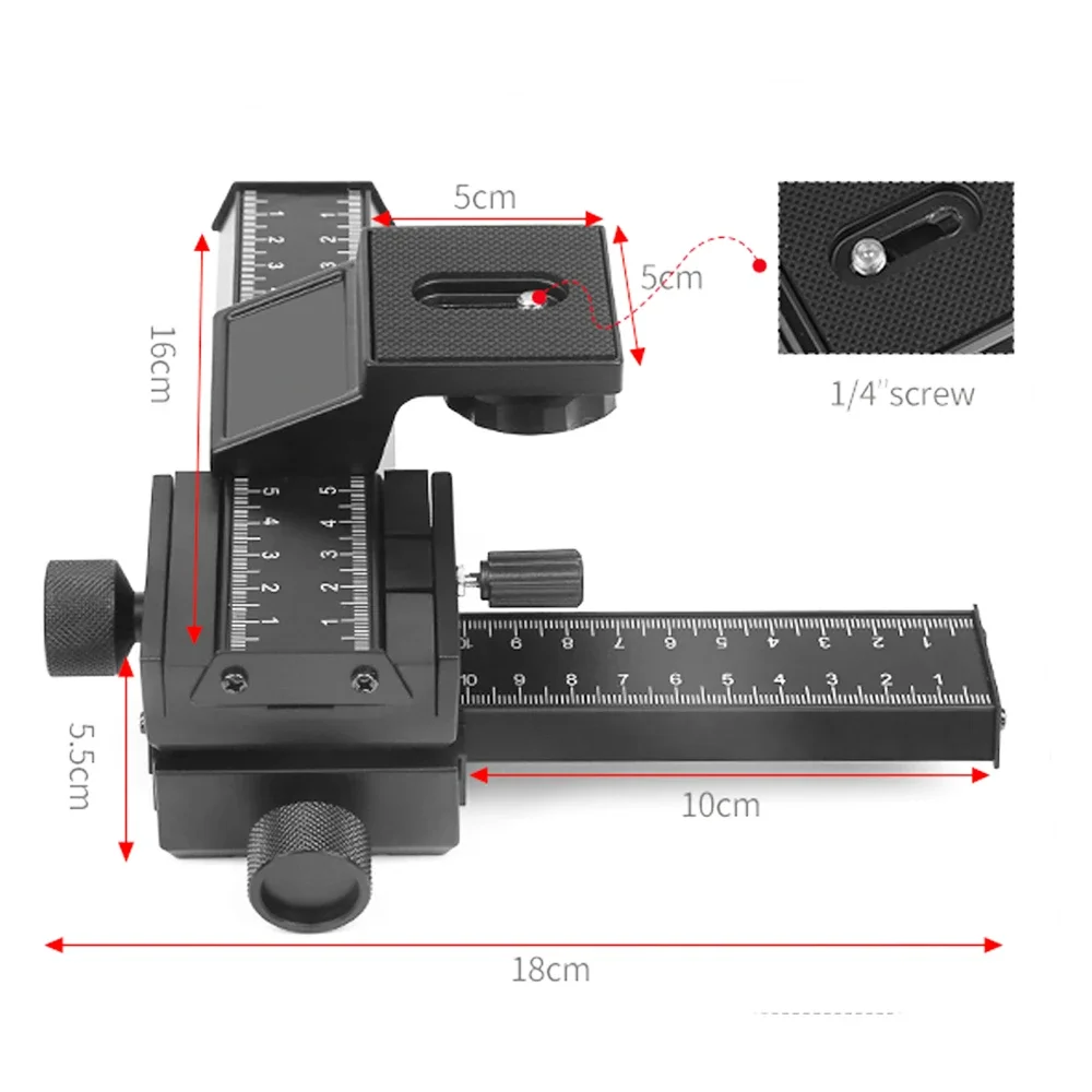 Camera Head Adapter RYH 4 Way Macro Focusing Rail Slider For Canon Sony Nikon Pentax Close-Up Shooting Tripod Head 1/4 Screw DSLR Camera