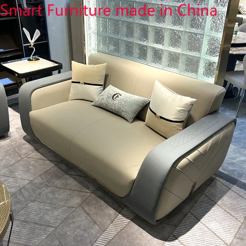 

Customized Italian light luxury leather sofa, post-modern designer, high-end Hong Kong-style villa, new furniture