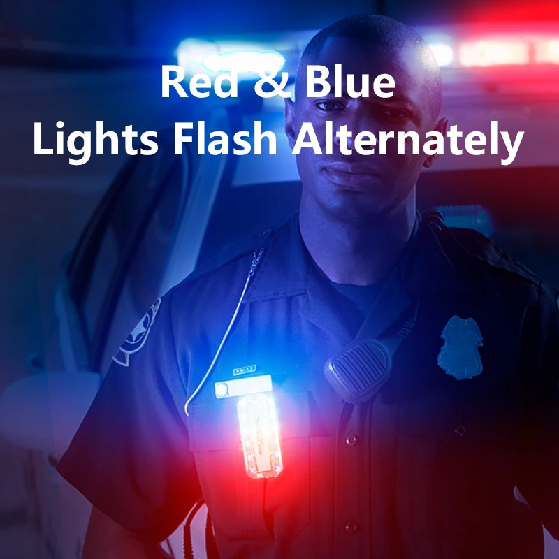 Smiling Shark JD007 Red Blue Strobe Light Police Light Warning Lights Usb Rechargeable Flashlight Shoulder Clip Flashing Outdoor