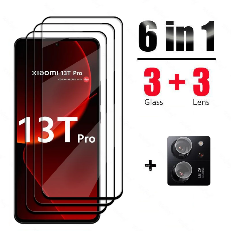 6 In 1 Per Xiaomi 13T Pro Glass Vetro Temperato Xiaomi 13T 12T Pro Glass Full Cover Screen Protector Camera Film Mi 13T Pro Glass