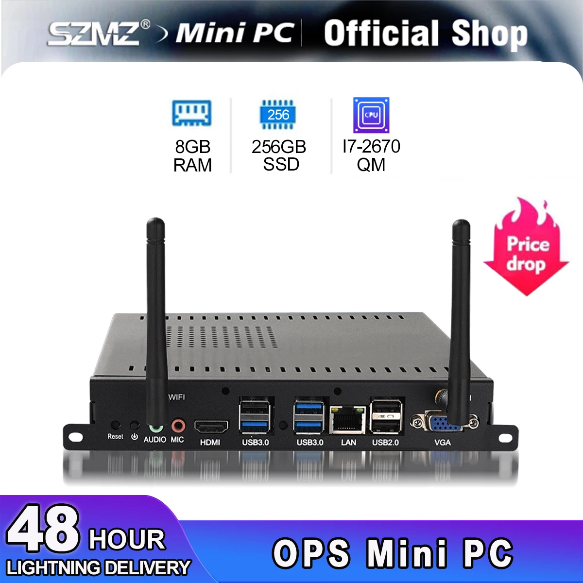 

Fanless Mini PC Core i7 2670QM DDR3 128GB/256GB Windows 10 Pro Desktop Gaming Computer 4K 60Hz HD VGA Win 10 Minipc Gamer Linux