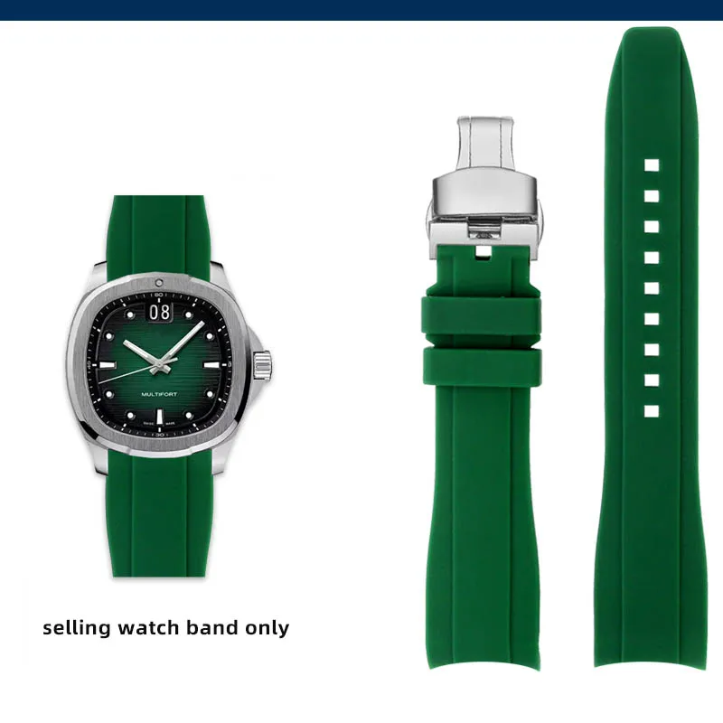 Curved Waterproof Silicone Watch Strap For Mido New  display picture 3