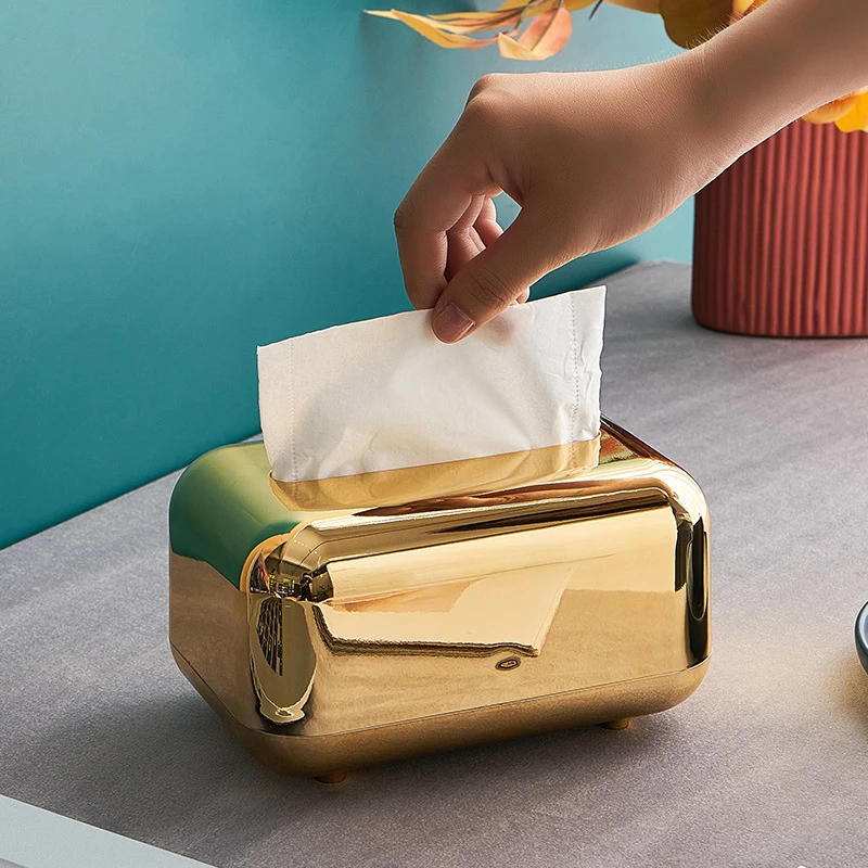 Luxury Golden Tissue Boxes Storage Napkin Holder Kitchen Tissue Box