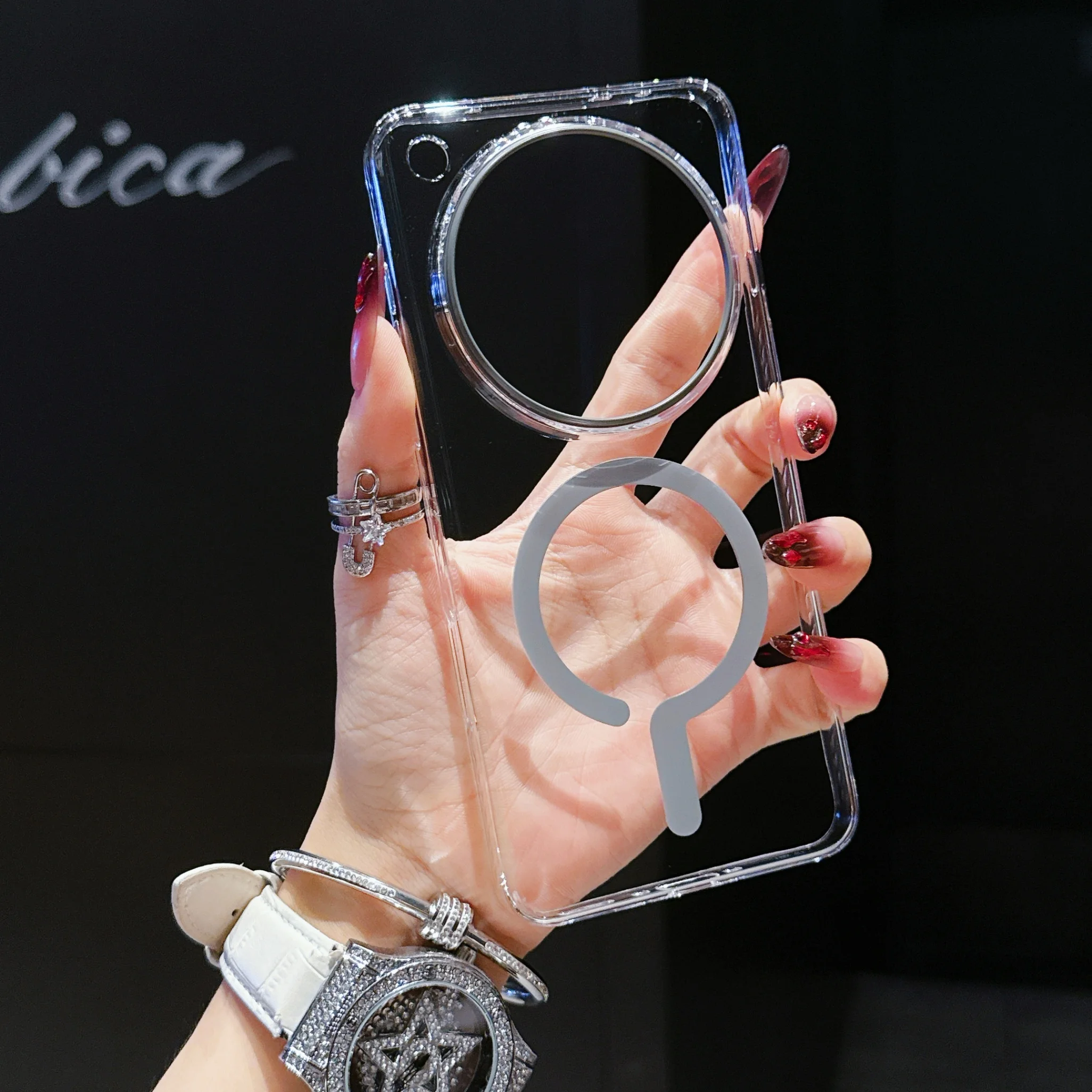 Transparent Magnetic Wireless Charging Protective Hard PC Phone Case