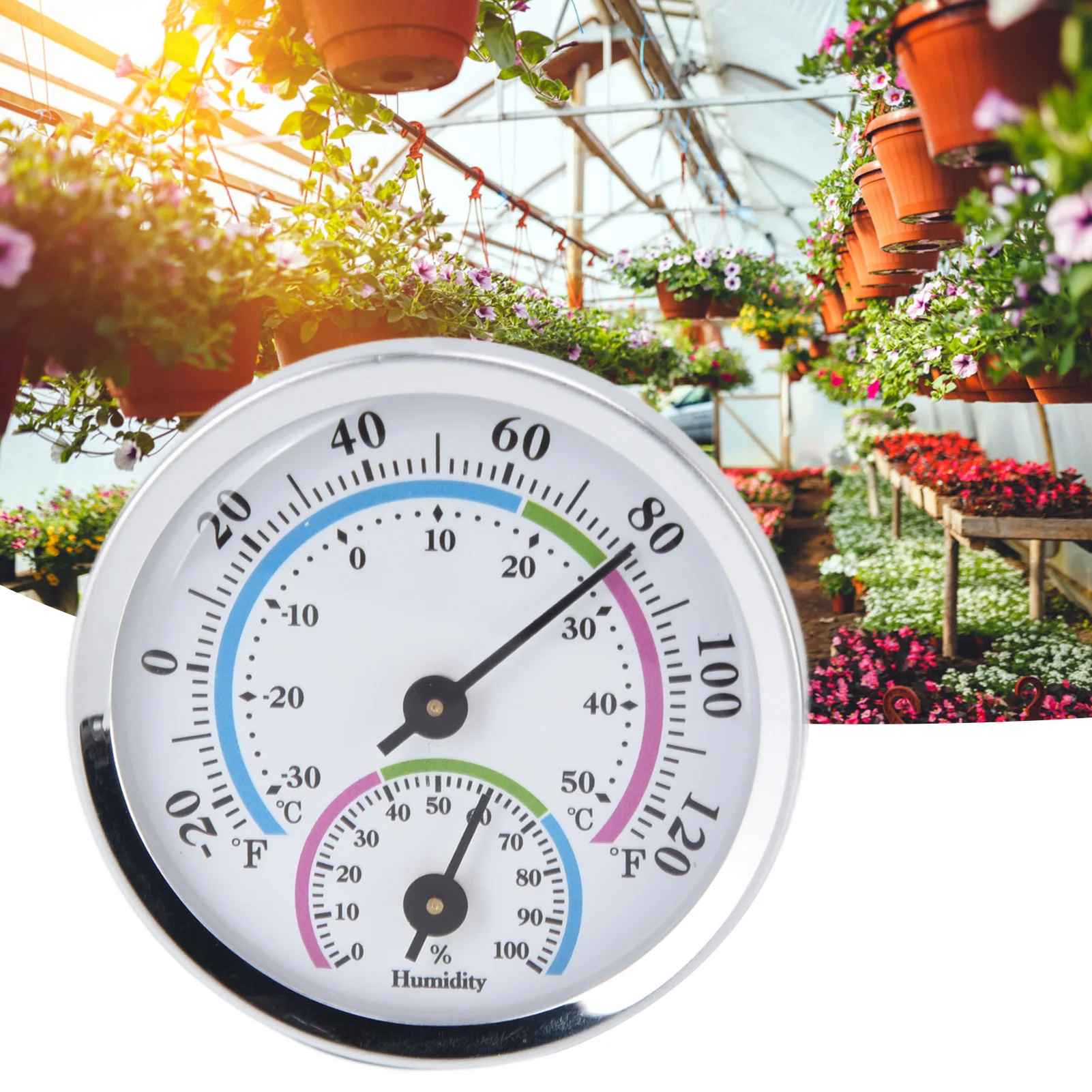 

Mini Indoor Thermometer Hygrometer 2 in 1 Compact Structure Clear Scale Humidity Monitor Gauge for Greenhouses Warehouse Home